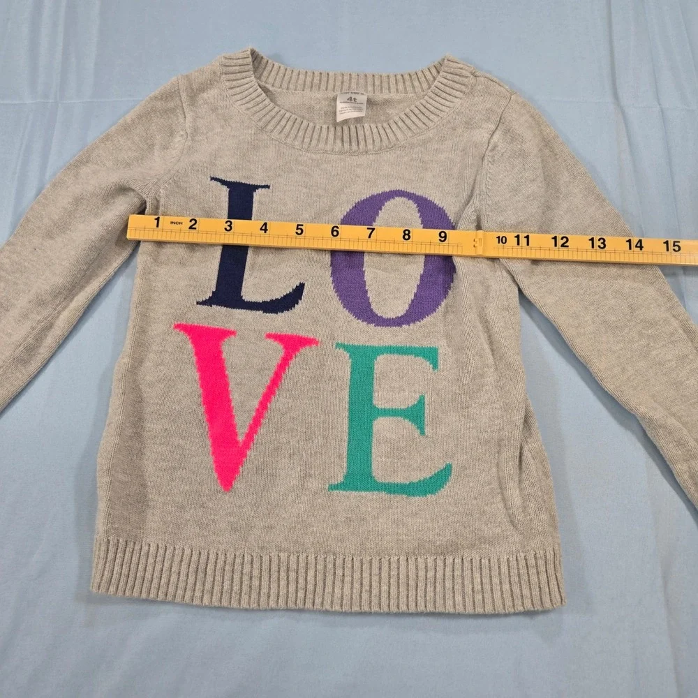 Carters Toddler Girls Gray Knit LOVE Graphic Sweater Size 4T Pullover